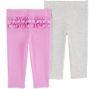 Carter's Pink and Gray Ruffle Leggings